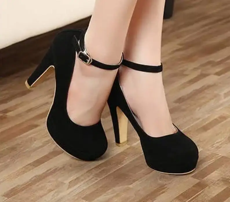 Zapatos de tacón alto con correa en el tobillo para mujer, sandalias  Femeninas sexys con punta redonda aterciopelada, de plataforma, de verano| Zapatos de tacón de mujer| - AliExpress