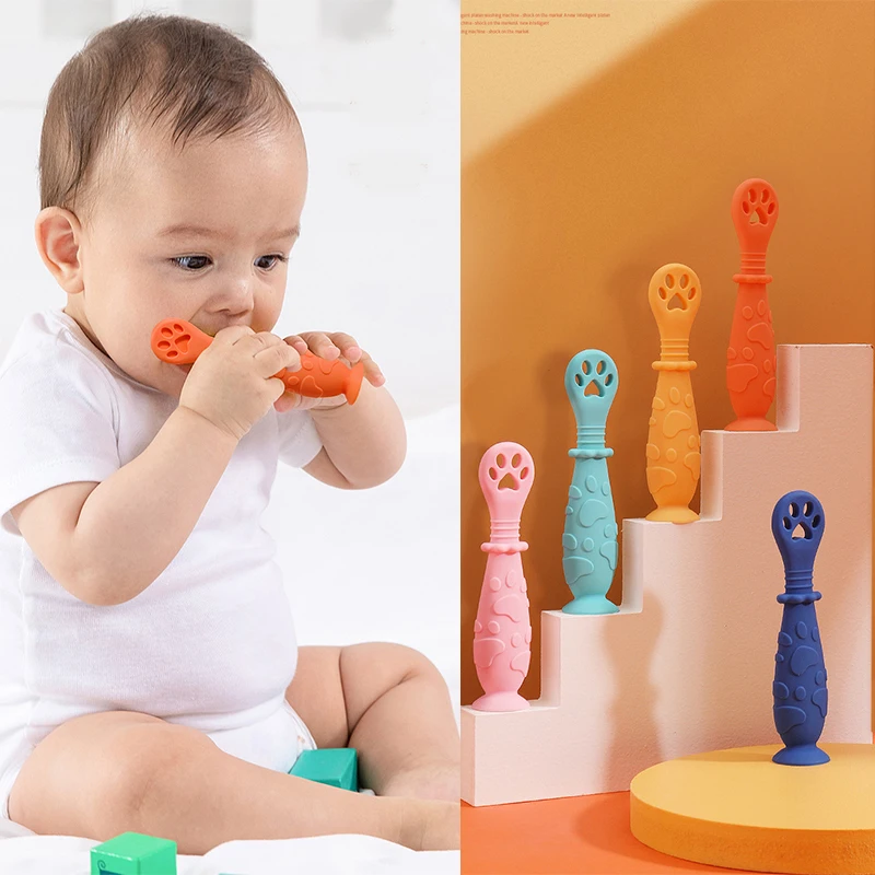 2 uds-cuchara conjunto de cucharas de bebé libre de BPA silicona auto utensilio de alimentación bebé cuchara de destete Para niños de edades de 6 meses + Cosas Para Bebe