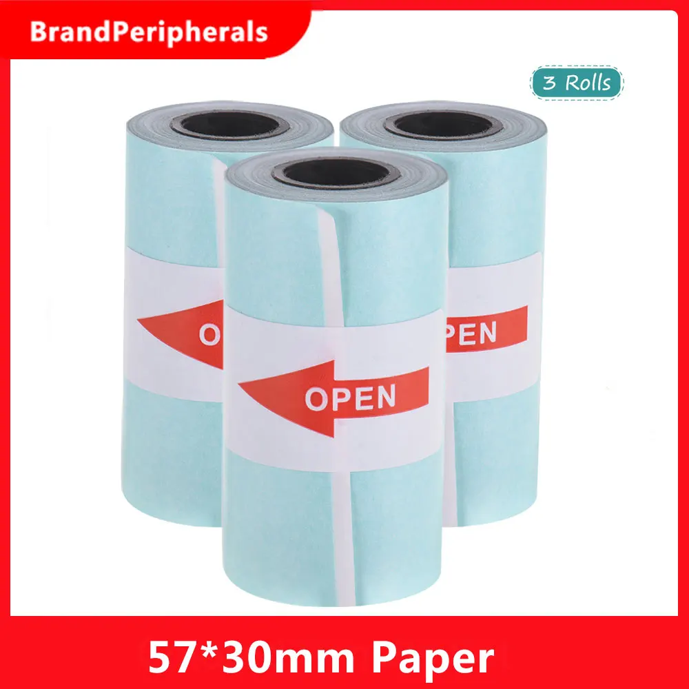 Pegatina imprimible papel de rollo de papel térmico directo con auto-adhesivo 57*30mm (* 1.18in 2,17) para PeriPage A6 bolsillo PAPERANG P1/P2