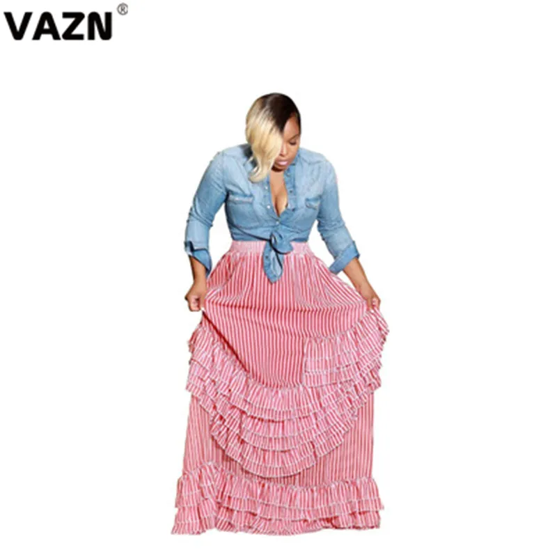 Pink Red VAZN YM9158 Новое корейское издание сексуальный стиль женский Ретро Сладкий сплошной шифон плиссированная имперская юбка свободные нерегулярные макси юбки - Цвет: Pink Red