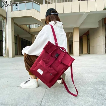 

Aelicy Classic Cotton canvas Backpacks Women Backpack SchoolBag for Teenage girls Ring portable Bagpack Female Travel Mochila