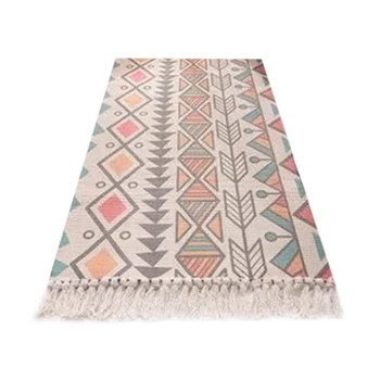 

Hot Sale Japanese-Style Handmade Bedroom Living Room Sofa Cotton Weave Runner Blanket Modern Strip Tassel Anti-Skid Carpet India