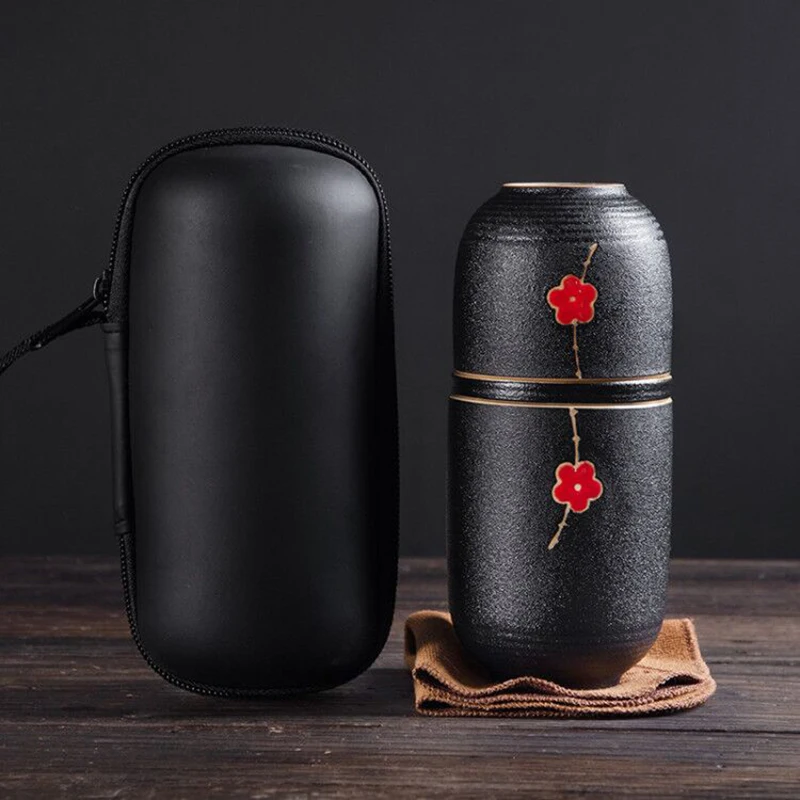 

Portable Ceramic Teapot Gaiwan Teacups Handmade Travel Office Concentric Cup Chinese Kung Fu Tea Set Water Bottle Travel Bag New