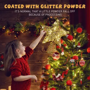 

Led Christmas Tree Topper Star Glitter Iron Wire Treetop Star With 20 LEDs String Lights Xmas Party Home Christmas Decorations