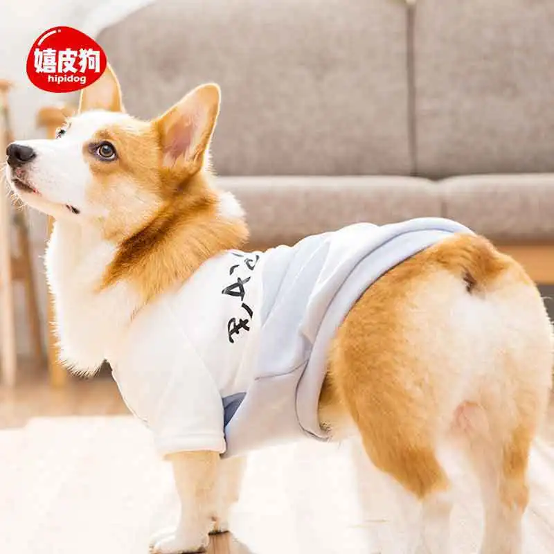 

Stitching English Printing Corgi Sweater Dog Clothes Small Dog Spring and Autumn Clothes Thin Teddy Pet Pomeranian Clothing 2020