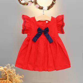 

Infant Clothing For Baby Girl Summer Dress Newborn Bowknot Short Sleeve Birthday Princess Dress Toddler Casual Dresses For Girls