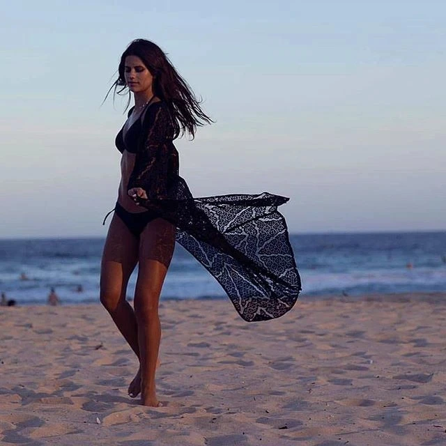 Sexy Beach Cover up Crochet Lace Pink Swimwear Dress Ladies Tunics for Beach Kaftan Women Beachwear Saida de Praia #Q286