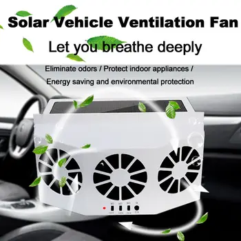 

White Three-head Solar Car Fan Exhaust Energy Saving And Green Detox Cooling Artifact Radiator Window Exhaust Ventilation