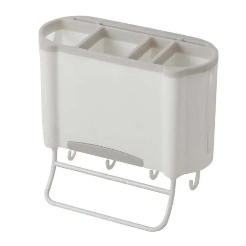 Многофункциональный Кухня Слива контейнер для палочек для еды нежный крючок для крепления к стене ложка держатель вилок необходимые бытовые принадлежности для хранения - Цвет: Серый