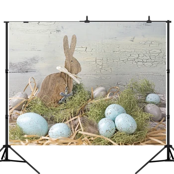 

Lyavshi Wooden Board Easter Eggs Rabbit Baby Photography Backgrounds Photographic Backdrops For Photo Studio