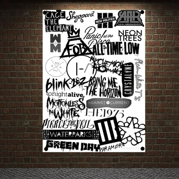 

Rock and Roll Band Singer Music Posters High Quality Print Art Canvas Banner Four-hole Flag Background Wall Hanging Home Decor L