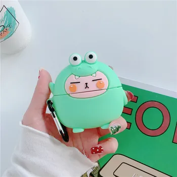 

mint cute cartoon crocodile silicone bluetooth wireless headphone cover for apple airpods pro charging case