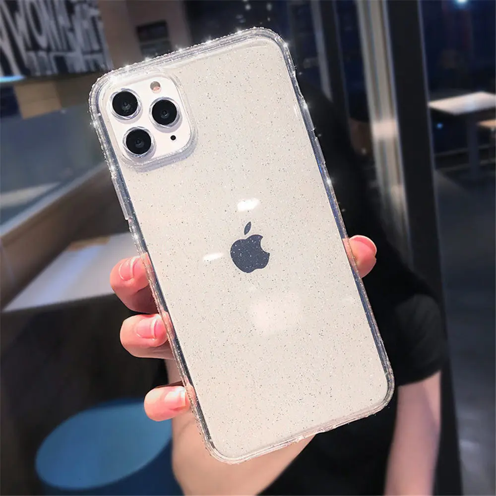 TR Lovebay Алмазный блестящий чехол для телефона для iPhone 7 8 6 6s Plus 11 Pro X XR XS Max блестящий прозрачный Твердый Мягкий ТПУ чехол-накладка - Цвет: TR