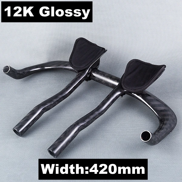 420X340MM Без логотипа, глянец, 12 K, углеродный руль TT, руль для отдыха, бар для триатлона, аэро-бар, велосипед, буллхорн, дорожный велосипед, TT бар - Цвет: 420X340MM