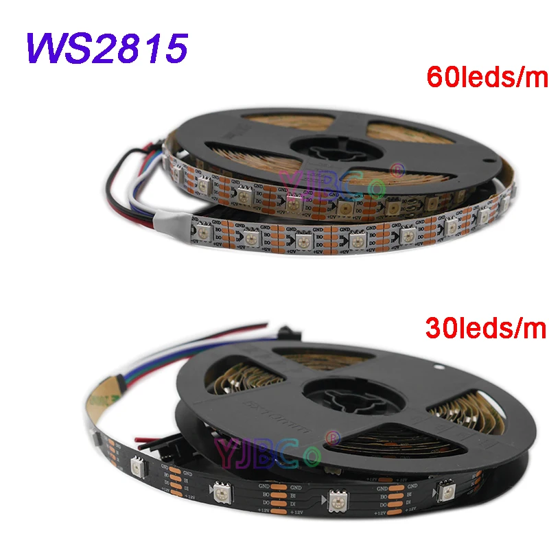 US $18.22 5mLot WS2815 DC12V WS2812BWS2813 RGB LED Strip Light Individually Addressable DualSignal 3060144 PixelsLedsM