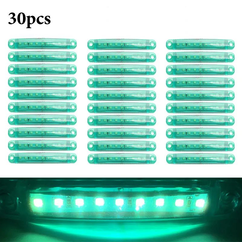 30PCS GREEN RXZ 50 шт. 24 В светодиодные фары для грузовиков 9SMD маркер светильник автомобильный Автобус Грузовик боковой маркер индикатор прицеп светильник задний боковой фонарь - Цвет: 30PCS GREEN