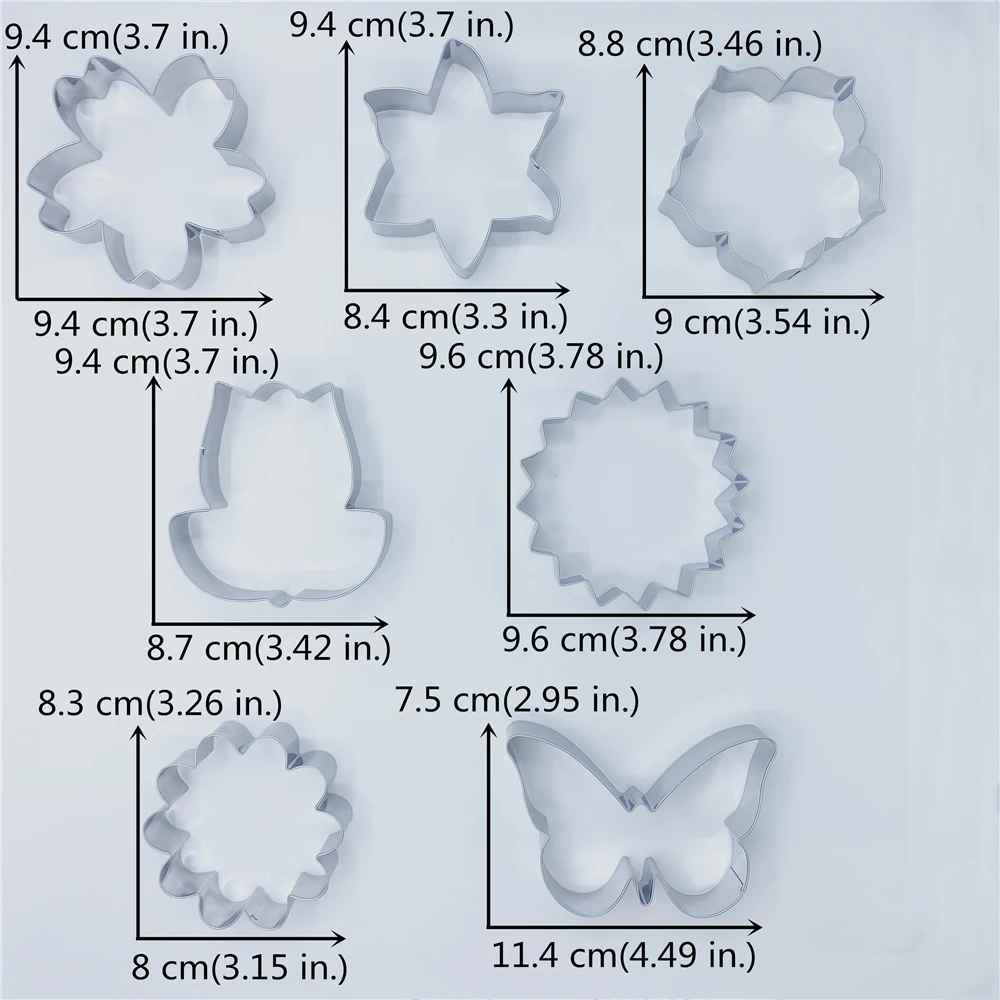 Spring Flower Cookie Cutter Daisy Tulip Lily Kapok Cherry Blossom Sunflower Butterfly Biscuit Mold Stainless Steel
