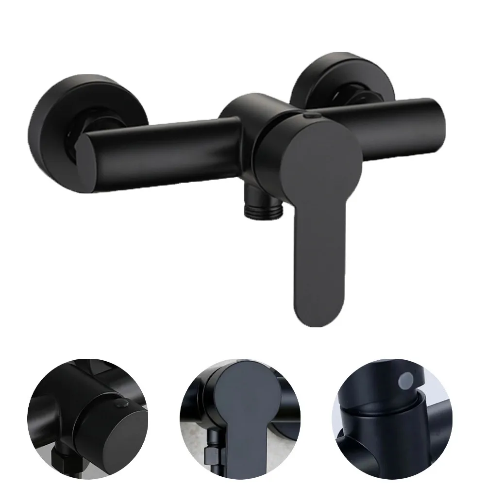 

1 Pcs Shower Faucet Stainless Steel Shower Faucet Hot And Cold Water Mixer Wall Mounted Metal Handle Baking Black Shower Faucet