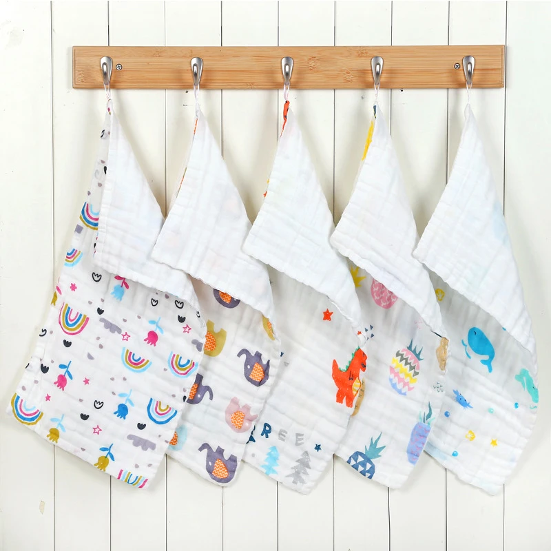 Muslin Cotton Baby 6 Layer Towel Handkerchief Colorful Kid Wipe Cloth
