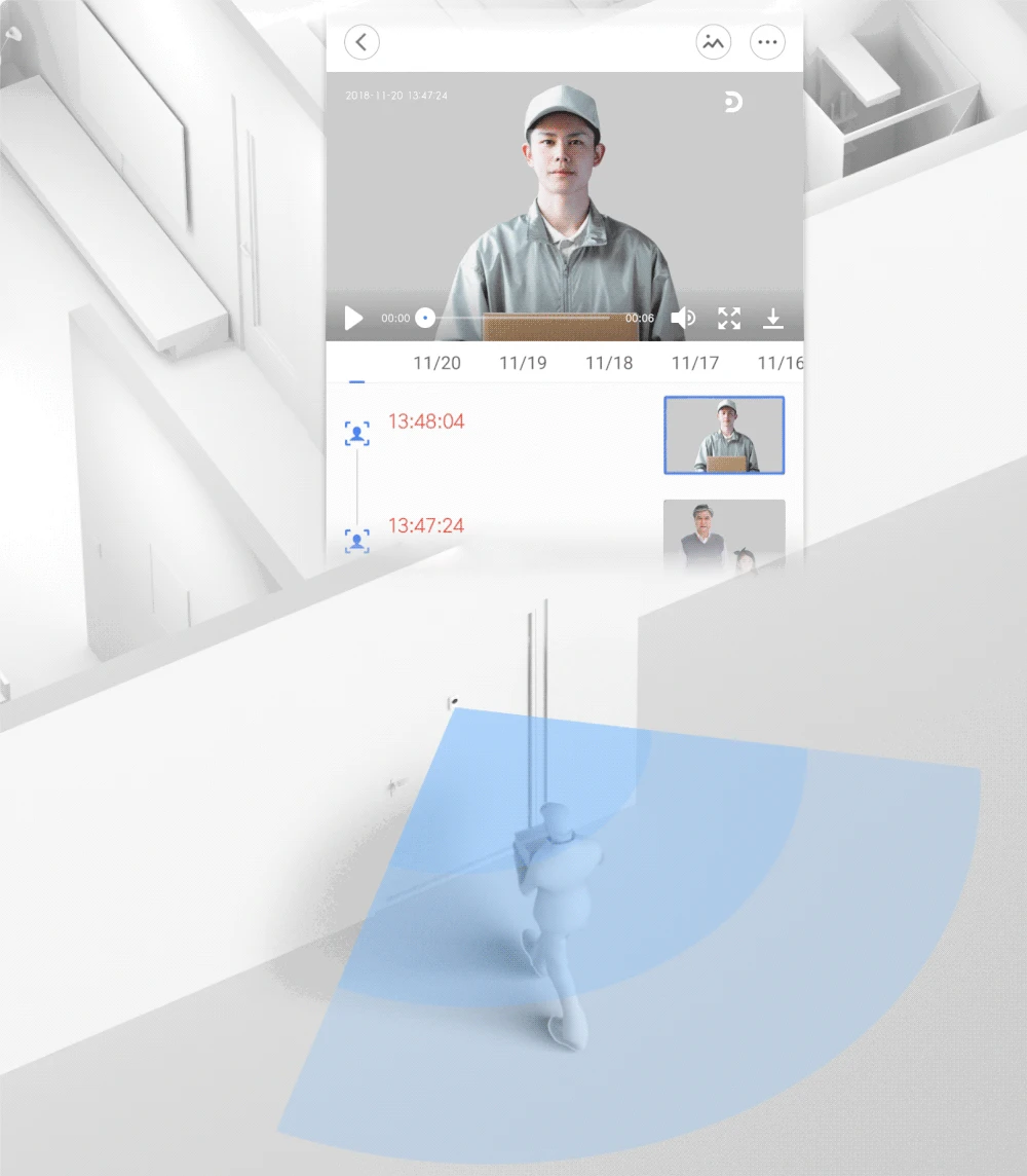 Automatic Detection / Voice Intercom / Al Face Recognition Intelligent Video Doorbell with Receiver from Xiaomi youpin