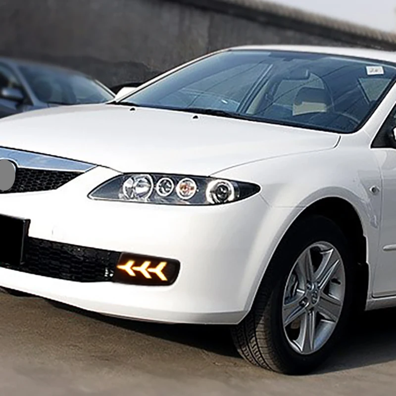 2 шт. для Mazda 6 2004-2010 Светодиодный дневной ходовой светильник DRL Автомобильная противотуманная фара 6000K белый поворотный Желтый поворотный синий светильник