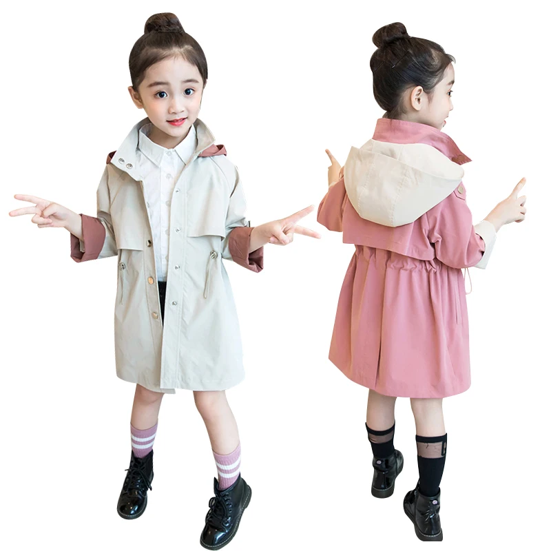 

Girls' Trench Coat 2019 New Autumn Korean Edition Fashion Leisure Net Red Super Ocean Thin Children's Windswear Hooded Outfit