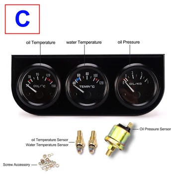 

2'' 52mm 3 in 1 Water Temp Oil Temperature Meter Oil Pressure Gauge Triple Kit