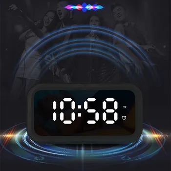 

Multi-function Bluetooth speaker alarm clock thermometer desktop clock four-speed dimming led rechargeable Digital table clock