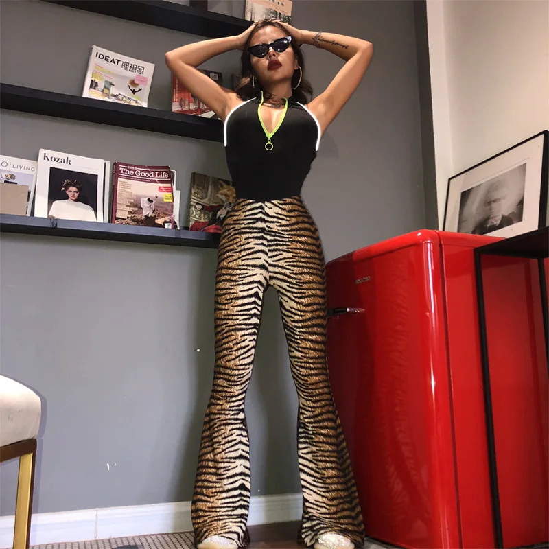 High waist leopard print flare leggings 2023 autumn winter women fashion  sexy bodycon trousers club pants - AliExpress