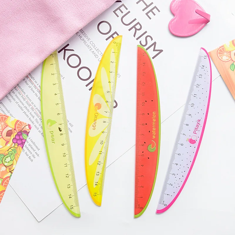 

2020 new 1pcs Cute Fruits Style 15cm Multi-functional Ruler Square Ruler Cute Stationery Drawing Supplies