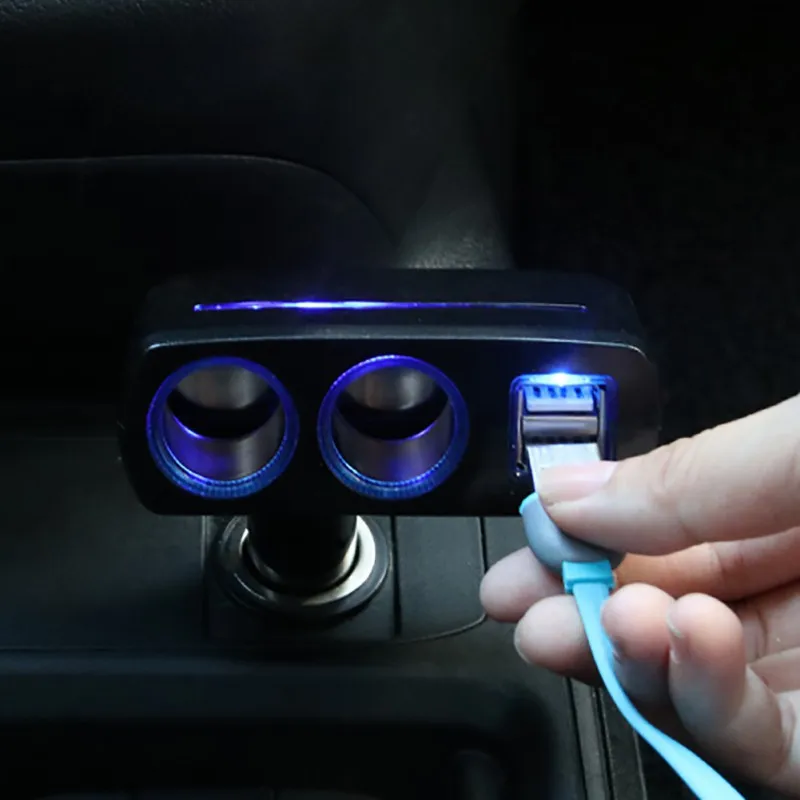 Двойной USB автомобильный прикуриватель разъем дымоход автомобильное зарядное устройство защита от перегрева легкое руководство