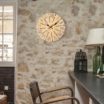 

Vintage Wooden Wall Clock Arabic Numerals Vintage Rustic Chic Style Wooden Round Home Decor Decorative Retro Clocks/