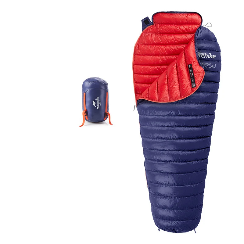 Goose Down Mummy Sleeping Bag Ultralight For Outdoor Camping Backpack Bags Keep Warm Zipper Design 200cm*80cm