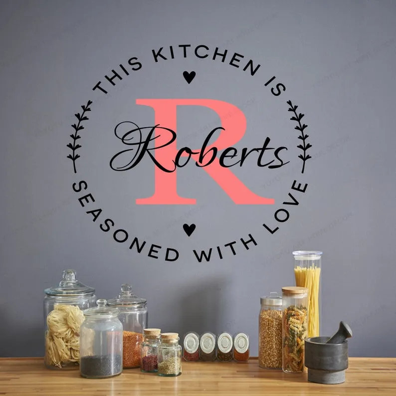 Personalised This kitchen is seasoned with love custom name Wall Sticker vinyl wall decal HJ906 | Дом и сад