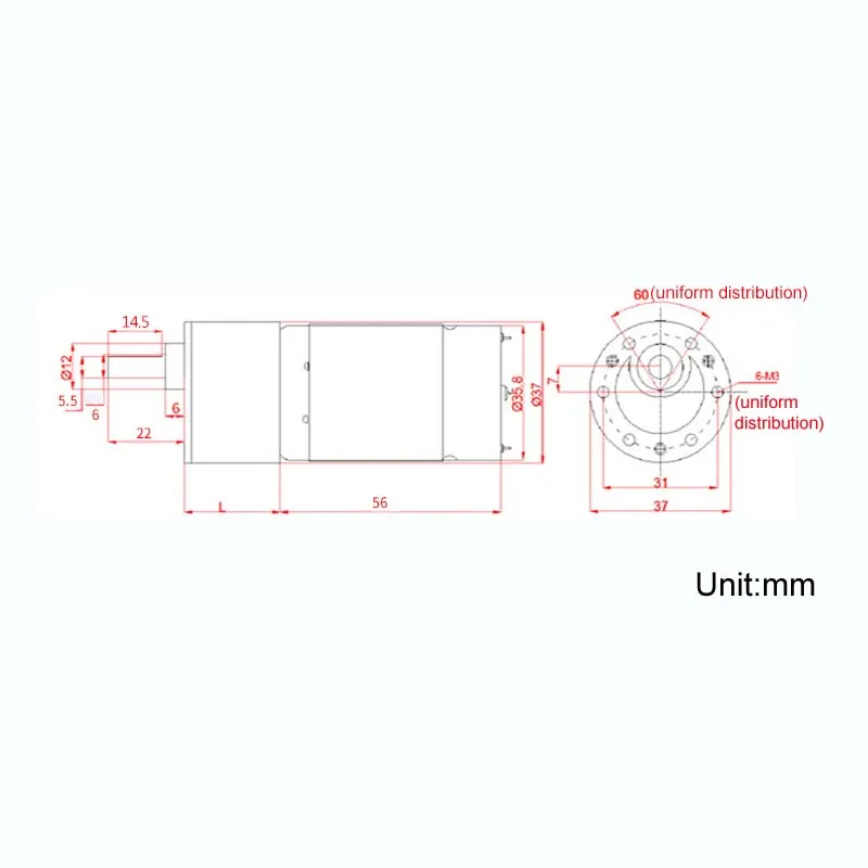 Caja de engranajes de alto Torque, Motor de 37mm, cc 12V/24V, 15W, caja de engranajes eléctrica, velocidad ajustable, CW/CCW, 10RPM-600RPM, 1 ud.