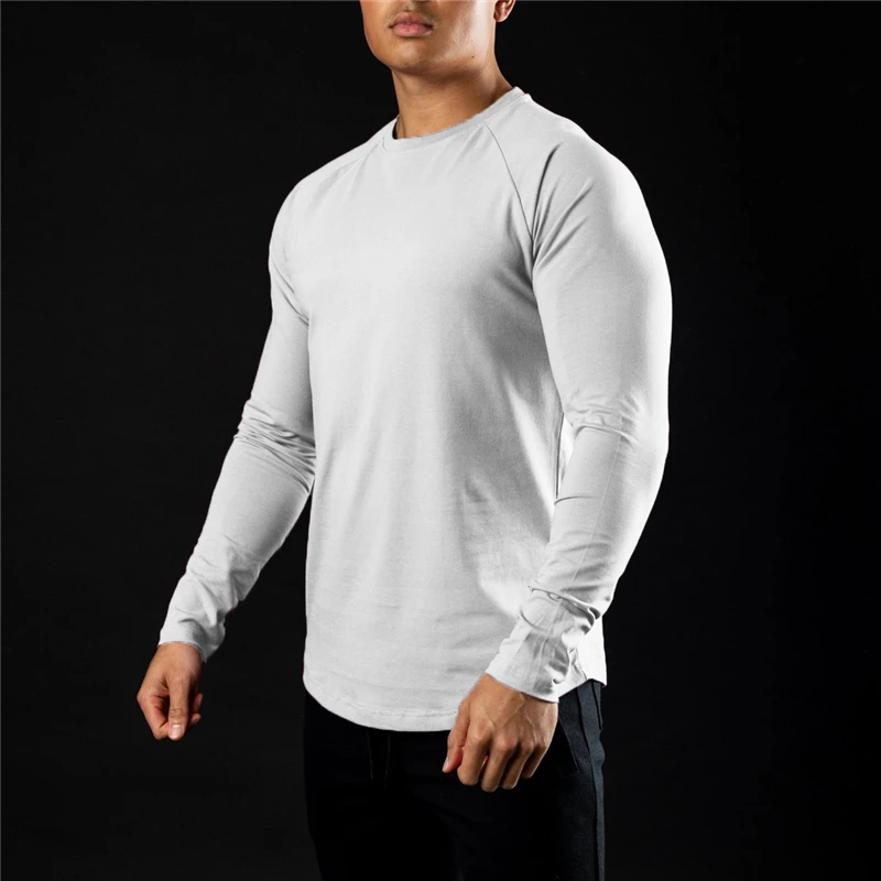 Running Tshirt Men Gym Clothing Sports Long Sleeve Cotton Tshirt Men
