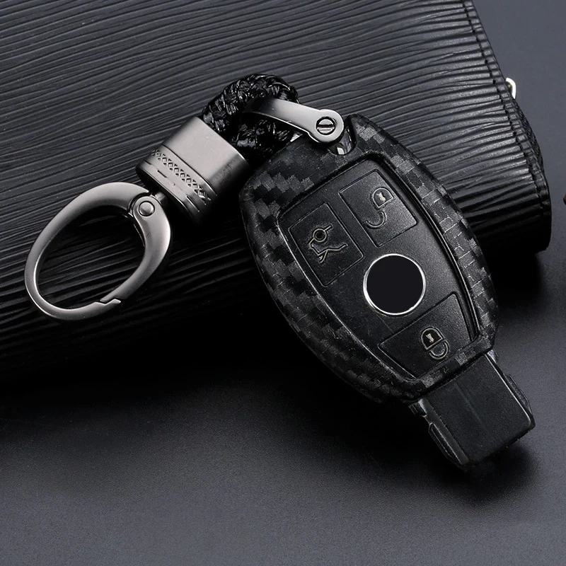 Have holder Chain A Чехол для ключа автомобиля, чехол из углеродного волокна для Mercedes Benz BGA AMG W203 W210 W211 W124 W202 W204 W205 W212 W176, защитный чехол для ключа автомобиля - Название цвета: Have holder Chain A