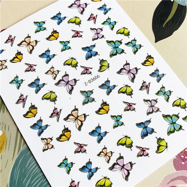 Z-D3702 Z-D3706 Colorful butterfly 3D Back glue Nail decal Nail sticker Nail decoration Nail art Nail ornament Z-D3606