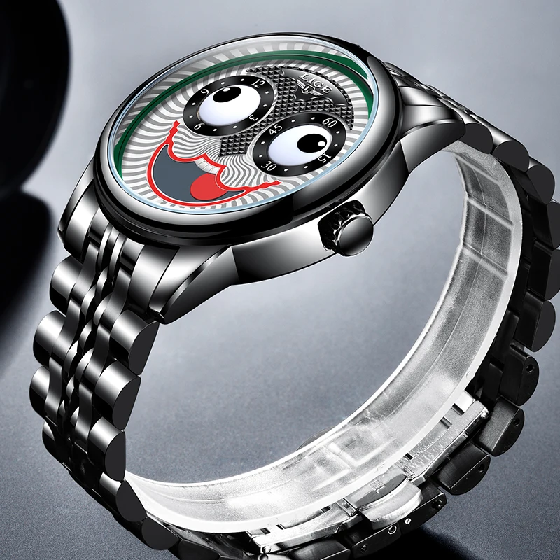 2021 LIGE top luxury automatic mechanical men's watch new design personality fashion watch men's stainless steel Wristwatch+Box