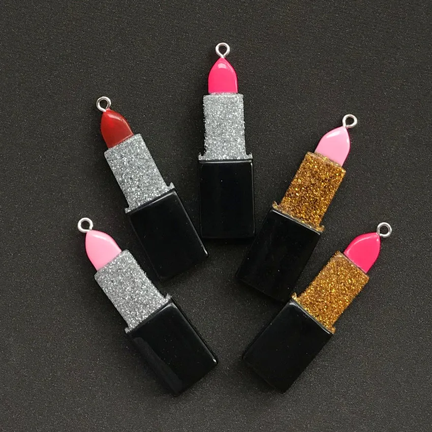 10pcs Personality Glitter Resin Flatback Lipstick And Nail Polish For Necklace Keychain Pendant DIY Making Accessories 10pcs Personality Glitter Resin Flatback Lipstick And Nail Polish For Necklace Keychain Pendant DIY Making Accessories