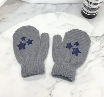 

Cute Kid Mittens Children Winter Knitted Gloves for Boys Girl Star Heart Pattern Soft Warm Mitten