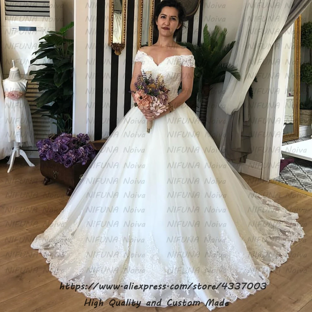 Abito Sposa с лифом с сердечками и короткими рукавами бальное платье свадебное платье плюс размер бисерное кружевное платье de Mariee с открытыми плечами Свадебные платья
