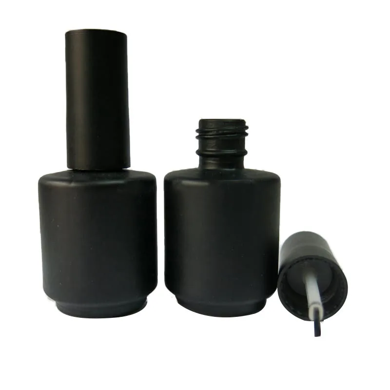 

200pcs/lot 15ml Black Empty Nail Polish Bottle Cosmetic Containers Nail Gel Bottles With Brush Factory Wholesale