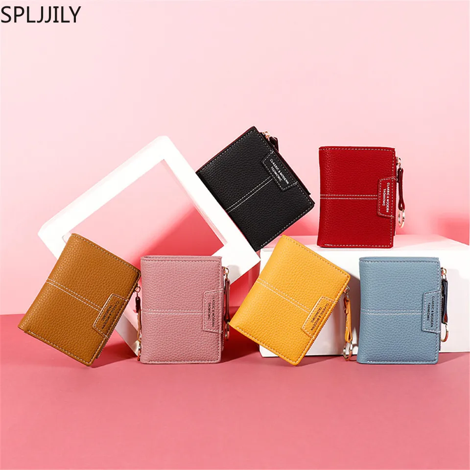 

SPLJJILY New Women Short Solid Wallet Fashion Multi Card Hold Key Coin Purse