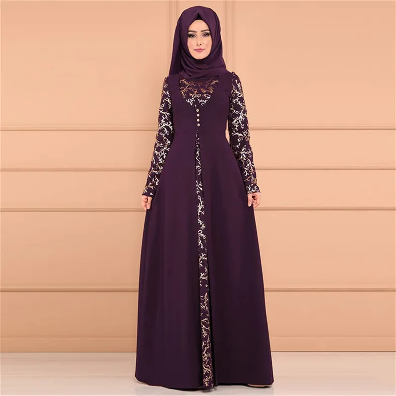 Details about   Islamic Arab Lace Dress Evening Party Gowns Dubai Muslim Abaya Kaftan Maxi Robe 