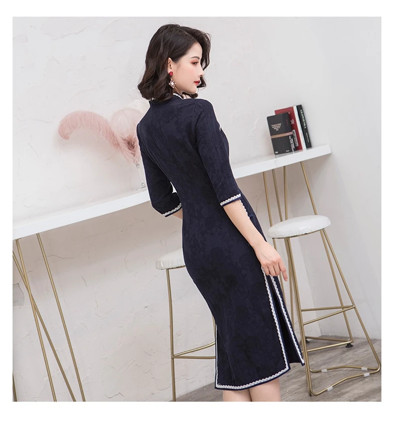 Осень сплит хлопок и лен cheongsam Китайский Старый Шанхай Улучшенный ретро тонкий похудение темперамент Чонсам ежедневно платье