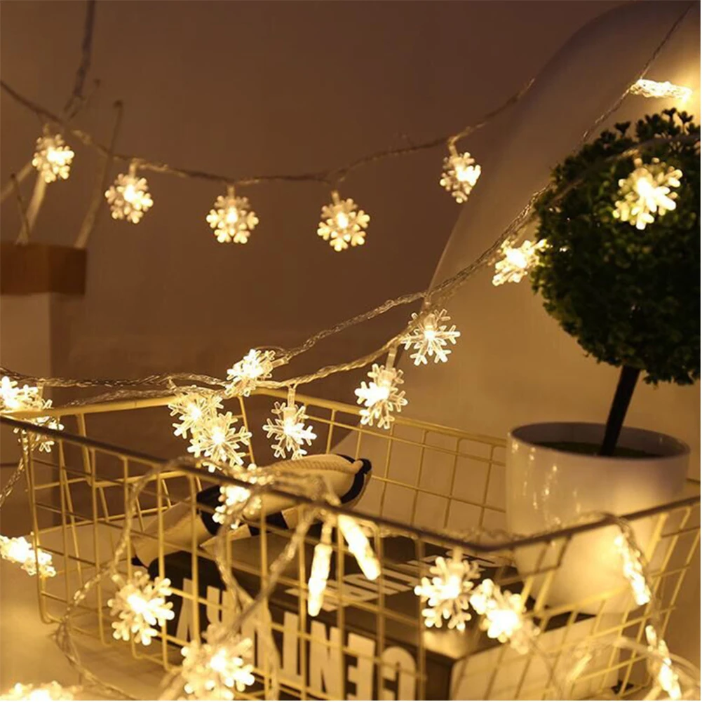 6 м Елочная гирлянда снежные хлопья светодиодный светящиеся гирлянды для вечерние дома елка Свадебные украшения - Испускаемый цвет: Warm Color
