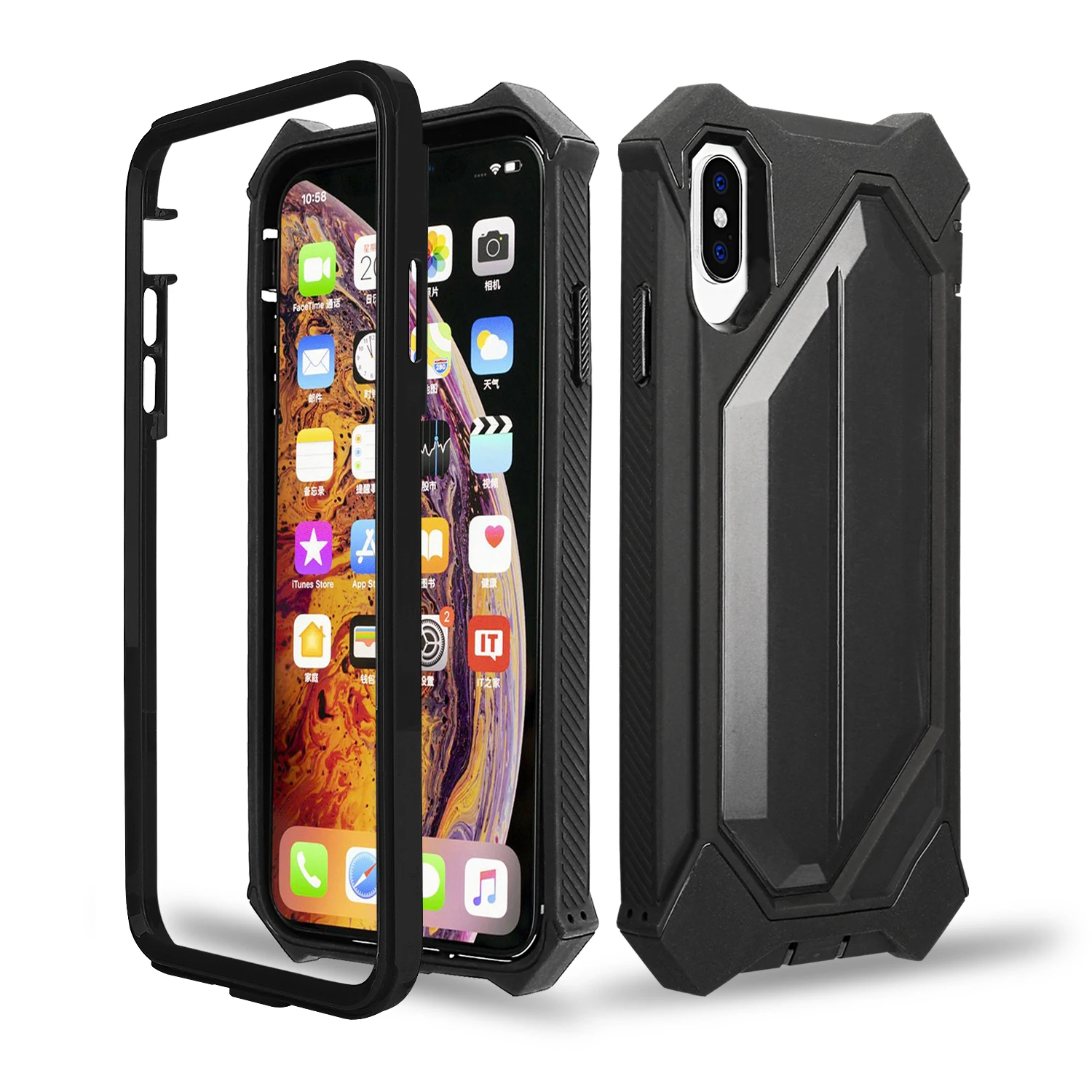 Сверхмощный защитный чехол для телефона iPhone XS Max XR X 6 6S 7 8 Plus Doom armor PC+ Мягкий ТПУ противоударный Прочный чехол - Цвет: Black Black