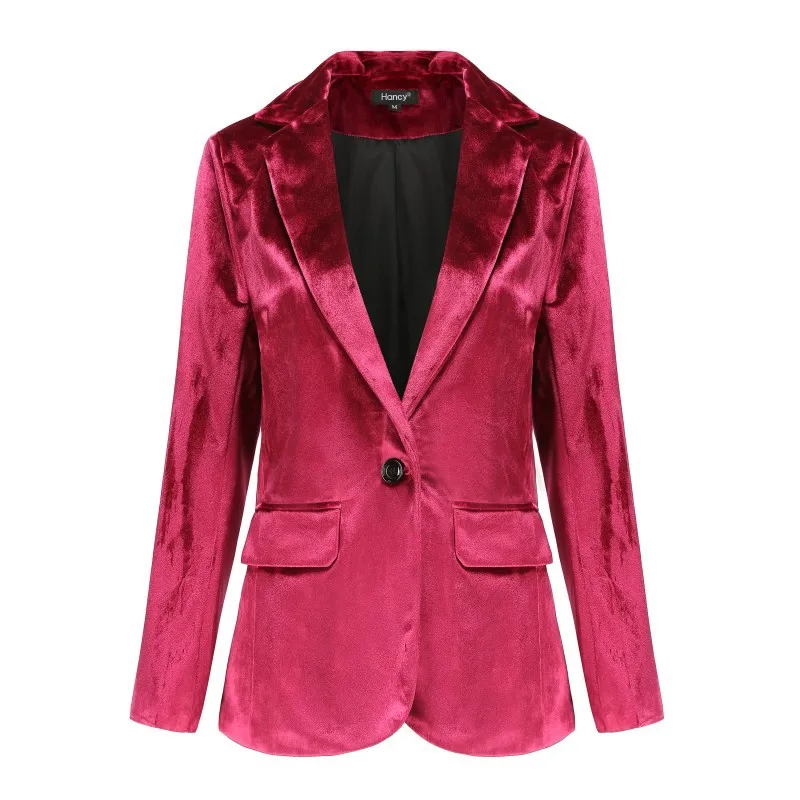 2023 New Fashion Blazers Office Lady Party Golden Velvet Small Suit Jacket Autumn New Women Slim Solid Color Long Sleeve Blazer