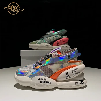 

RY-RELAA women shoes 2020 summer new fashion Genuine Leather platform sneakers ins Womens sandals luxury shoes women Trend shoes